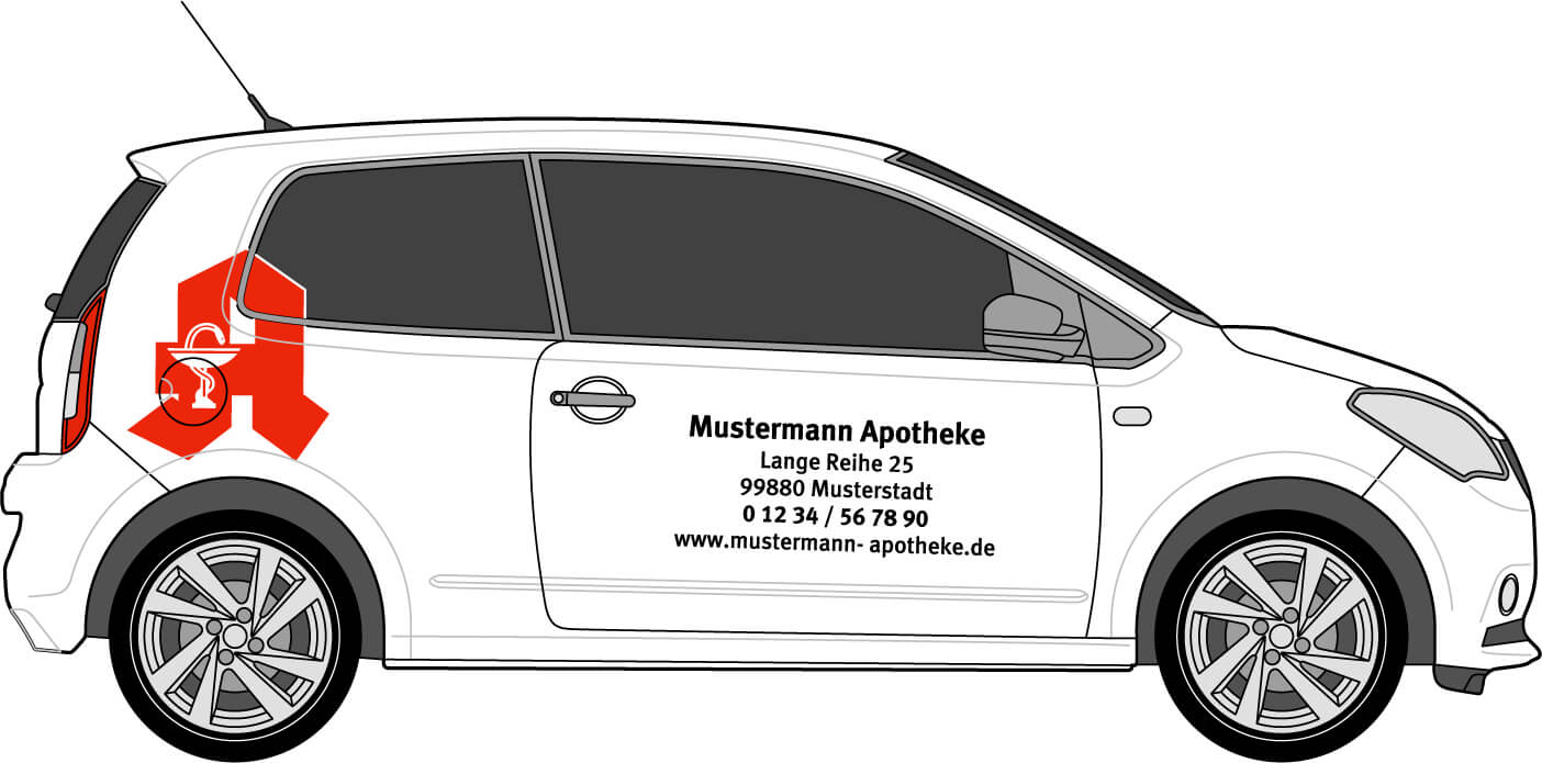 Skizze Auto mit Beklebung